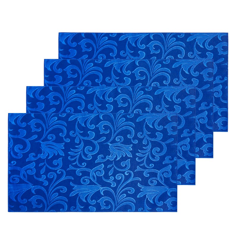 HommxJF 4 Pieces Scroll Damask Jacquard Royal Blue Placemats,13 x