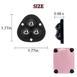 Drcoevo Self Adhesive Mini Caster Wheels for Small Kitchen Countertop Appliances, Appliance Sliders, 360°Rotation Swivel Stainless Steel Rollers for Furniture Storage Bins Trash Can Black 8PCS