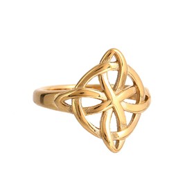 NIGHTCRUZ Witches Knot Ring, Stainless Steel Rings with Witch Knot, Celtic Jewelry for Women Gold, Stainless Steel, No Gemstone