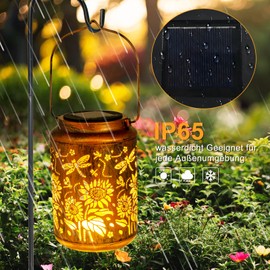 Sunflower Solar Lanterns for Outdoors, Waterproof Metal Hanging Lights for Garden, Patio - Perfect Birthday and Garden Gifts for Women, Mothers & Grandmothers