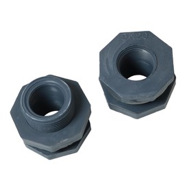 YTgilo 2PCS Outdoor Tank PVC Bulkhead Fittings 3/4 Inch Water Tower Fish Pool Internal and External Wire Fittings For Rain Barrels Aquariums