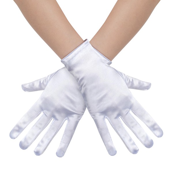 GHGMAO Women Short Satin Opera Gloves Formal Wedding Bridal Gloves