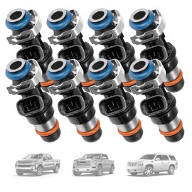 Fuel Injector Set (2-Hole, 8 pcs) FIT Chevy/GMC 4.8 L 5.3 L 6.0 L V8 – Silverado/Sierra 1500-3500 2001-2007, Tahoe/Suburban/Yukon 2001-2006, Express/Savana 2003-2007, Escalade 6.0 L 2002-2006
