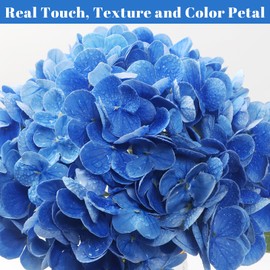 Kmise Hydrangea Artificial Flowers, 22” Real Touch Lifelike Latex Hydrangeas, Large Faux Hydrangea for Home Decor Wedding Bouquets, RoyalBlue, 3pcs
