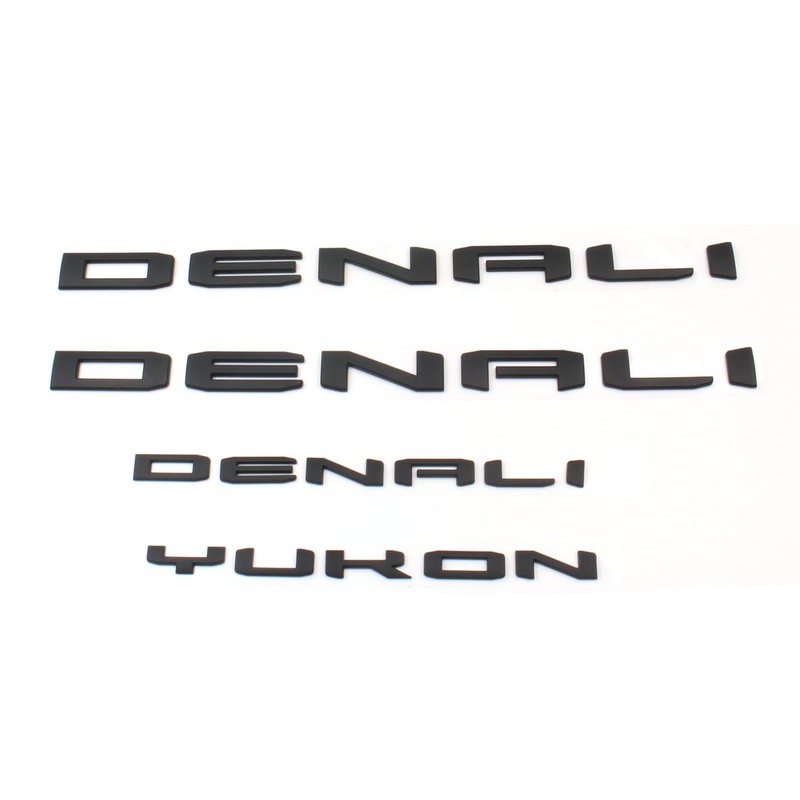 Xpipnns 4pcs Set Matte Black Door Rear Denali Yukon Emblems