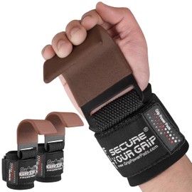 Heavy Duty PRO Metal Lifting Steel Hooks Power Weightlifting Set of 2 Premium Thick Padded Workout Hook Gloves (Women-Wrist Size Small/Medium, Brown)