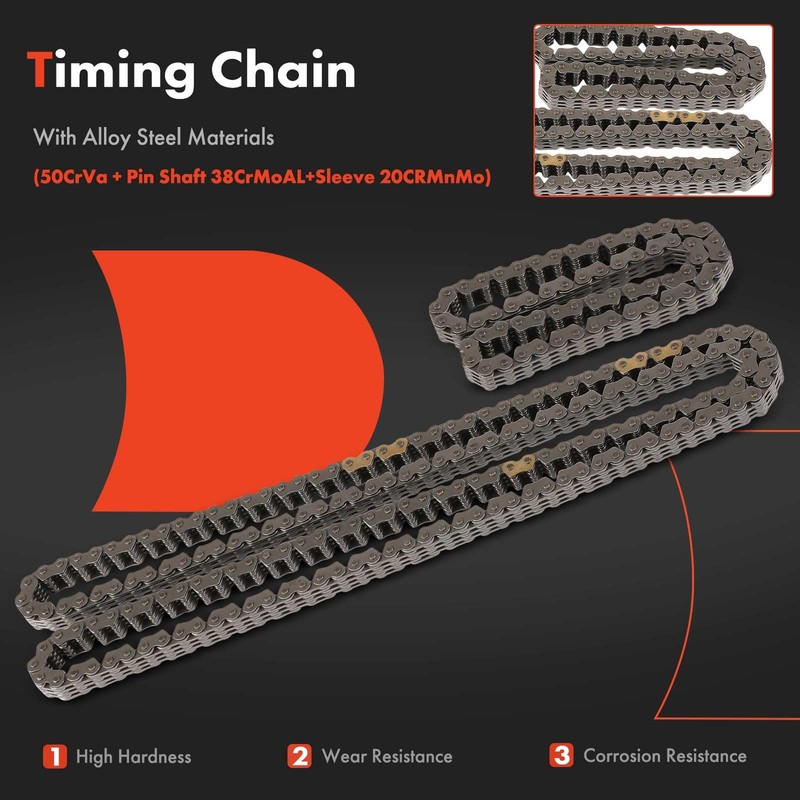 A-Premium 8PCS Engine Timing Chain Kit W/Tensioner & Guide Compatible