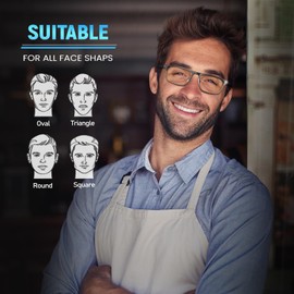 ORANZI 5 pack Business Style Reading Glasses Men - Blue Light Blocking Metal Frame Spring Hinge Durable Readers for Men Women(Y1 Mix, 0.00)