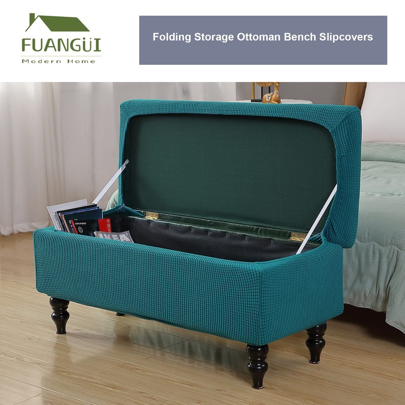 FUANGUI Ottoman Cover Slipcovers Rectangular Printed Folding Stretch Storage Bench