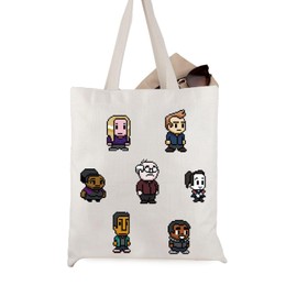 JTOUK 8 Bit Greendale College Cult Pop Culture Geeky Canvas Shopping Bag, Community Character Tote EU