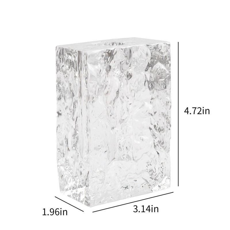 Marvala Crystal Flower Vase with Glacial Texture,Heavy Duty Large Clear