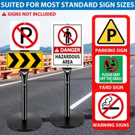 VAIIGO Heavy Duty Parking Sign Post Stand 49", 20lbs Cast Iron Base Sign Post for Outside Sign Holder, Yard Sign Stand, Street Sign Post, Black