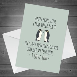 Valentine Day Card For Him Her Penguin Card Husband Wife Girlfriend Boyfriend Card