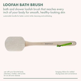 EcoTools Loofah Bath Brush, Back Brush for Bath & Shower, Made with Long Handle & Natural Loofah Material for Exfoliation, Shower Brush for Men & Women, Eco-Friendly & Cruelty-Free, 2 Count