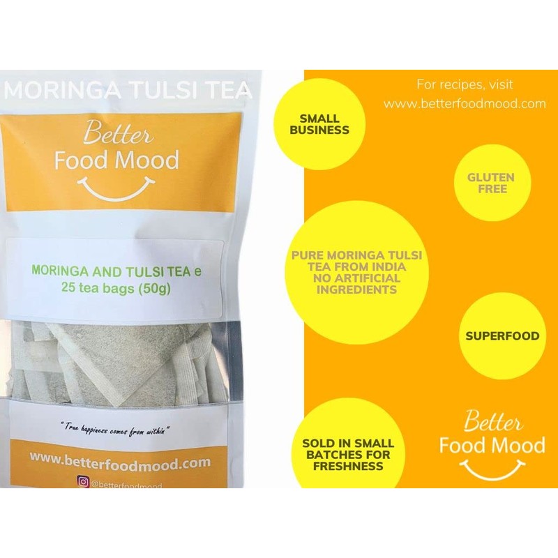 Superfood Holy Basil Moringa Tulsi Tea Herbal Tea (50 Tea