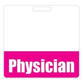 Physician Badge Buddy (Pink) - Horizontal Heavy Duty Badge Tags for Doctors - Double Sided Badge Identification Card