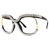 VOOGLAM Oversize Square Glasses for Women Mancha Clear Rhinestone GOX095217-01