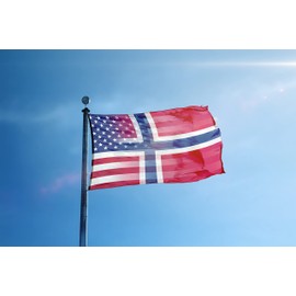 3x5 ft Norwegian American Hybrid Flag: 100% Polyester Banner, Brass Grommets & Strong Canvas Header, For Use Outdoor or Indoor