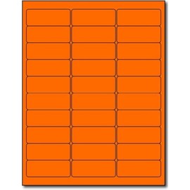 Fluorescent Address Labels - 1" x 2-5/8" - 30 Per Sheet - Bright Neon Color Mailing Stickers for High Visibility - Inkjet/Laser (Orange, 750 Labels)