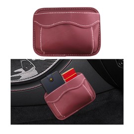 Ziciner Car Seat Side Pocket Organizer, PU Leather Mini Storage Bag for Phones, Wallets, Keys, Cards, Car Seat Gap Filler Pouch, Interior Accessories Organizer for Car Door, Console (Wine Red)