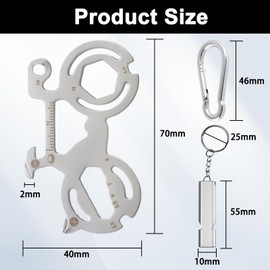 DGUSO Multitool Bicycle Tool with Aluminium Whistles 1 Piece Key Ring Bicycle 12-in-1 Bicycle Multi-Tool Key Tool Bicycle Key Pendant for Mountain Bikes, Hiking, Camping