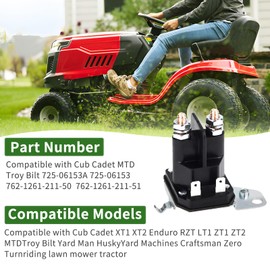 725-06153A Starter Solenoid Relay for Cub Cadet XT1 XT2, MTD, Troy-Bilt, Craftsman, Parts 532192507,582042801,435-325 Riding Lawn Mower Tractor 762-1261-211-50