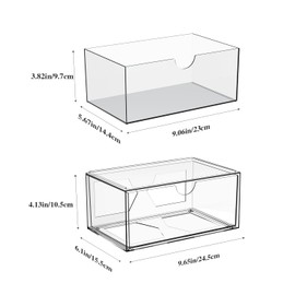 IceFun 4 Pack Large Stackable Storage Drawers,Acrylic Bathroom Kitchen Cabinet Undersink Makeup Organizer With 2 Pack Divider.