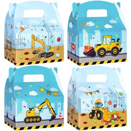 WERNNSAI Construction Party Treat Boxes - 12 PCS Truck Party Favor Boxes Paper Candies Goodies Gift Boxes for Boys Gift Bag Wrapping Box for Construction Birthday Decoration Supplies Baby Shower