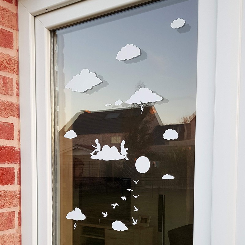 Imaggge.com Anti-Collision Stickers for Glass Doors (Clouds) – Prevents Birds