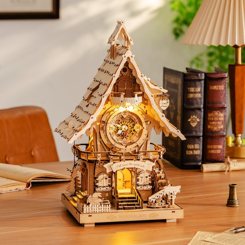 ROBOTIME 3D Wooden Puzzles for Adults-Cuckoo Clock Wooden Models for