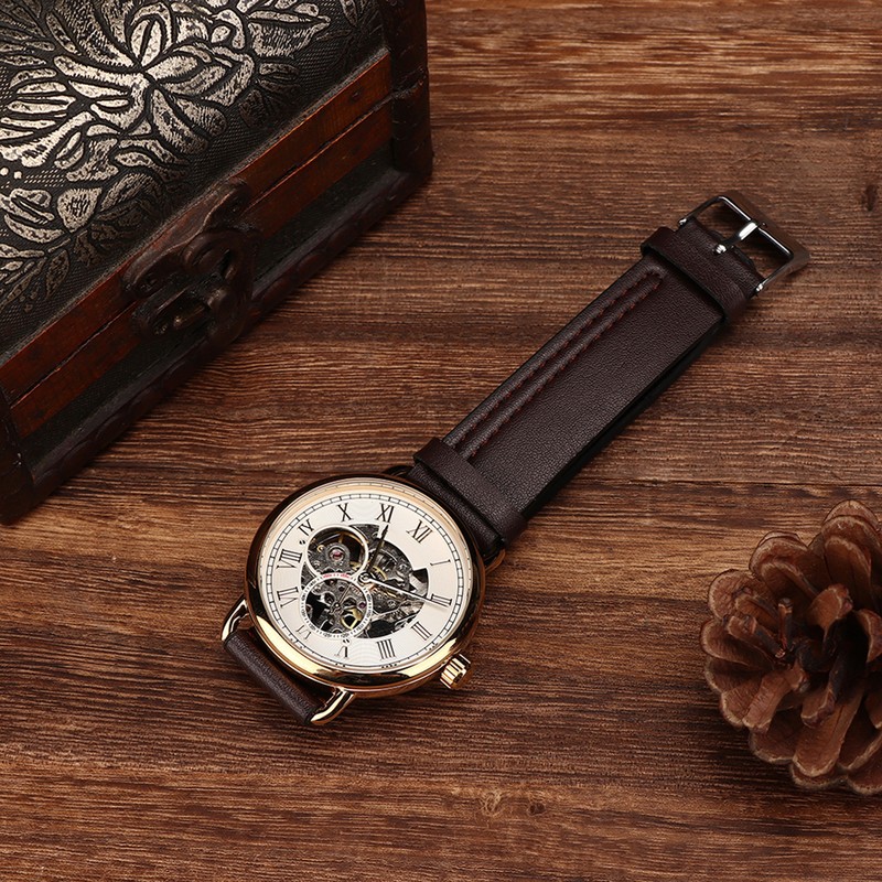 FORSINING Fashionable Wrist Watch Mechanical Semi Automatic Hollow Pattern Men's
