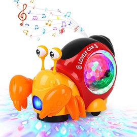 Interactive Musical Light-Up Snail & Hermit Crab Toy, Cute Unisex Sensory Educational Gift for Kids, Perfect for Christmas, No Batteries Included:_Red Hermit Crab_1pcs
