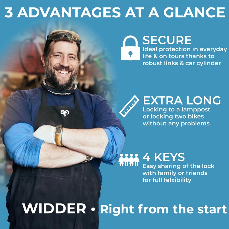 WIDDER Very Long [47"] Security Folding Lock - Foldable Bicycle