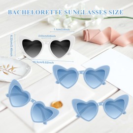 BOUBONI 4/6/8/10/12 Pack Bachelorette Sunglasses Heart Sunglasses Vintage Heart Shaped Glasses for Women Bridal Party Wedding