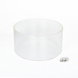 BAIDE HOME Borosilicate Glass Wind Shield for Patio Fire Pit Column Series, Round 11.81 Inches x 4.5 Inches Tall, with Three Aluminum Holders