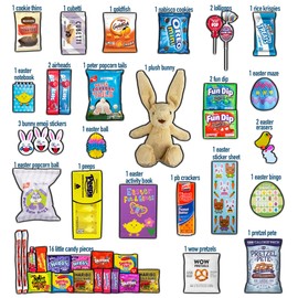 CRAVEBOX Blue Easter Basket for Kids and Adults (45ct) - Already Filled Easter Gift Basket with Plush Easter Bunny, Candy, Snacks, and Treats - Boys, Girls, Grandchildren, Young Children, Toddlers, Men, Women