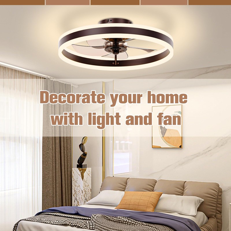 VOLISUN Low Profile Ceiling Fans with Lights and Remote, 19.7in