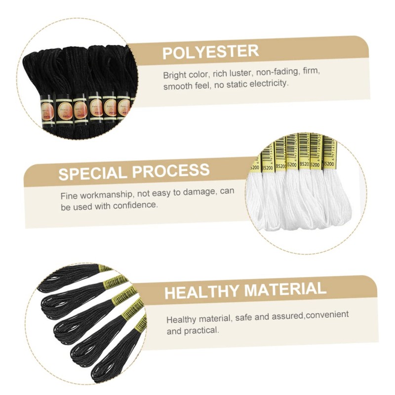 jojofuny 48Pcs Solid Color DIY Embroidery Thread for Cross Stitch