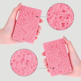 HMETOL 6 Pack Non-Scratch Sponges, Kitchen Dish Sponge, Household Cleaning Sponges for Kitchen, Bathroom, Bathtub 4.3"x2.8"x0.8" Pink