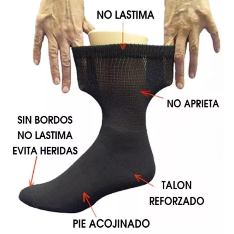 Medias Pie Diabetico Sin Costuras Elasticas Mejora Circulacion Alivia Dolores
