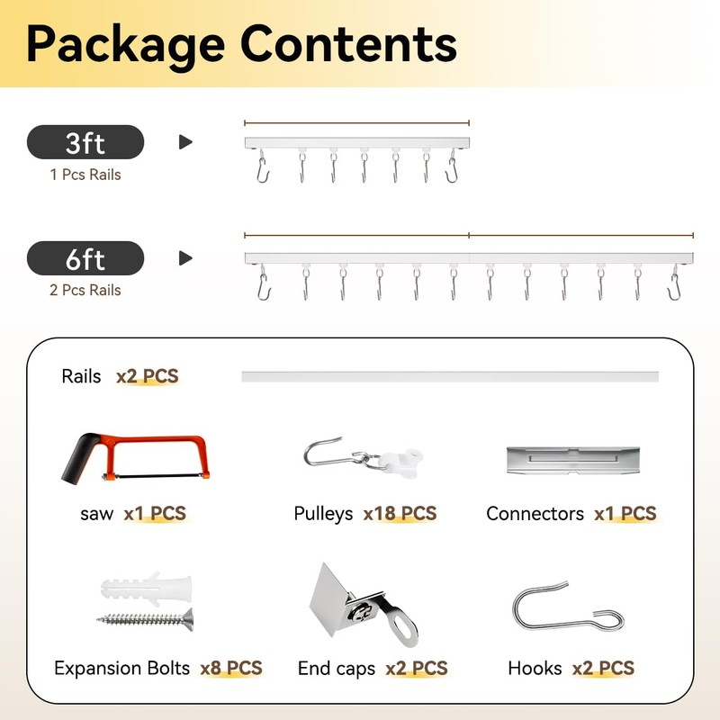FELIDESIGN Curtain Track, Ceiling Curtain Track for Room Divider, Ceiling