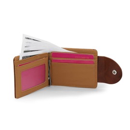 AfitLulu Men's Slim Wallet with ID Window and Money Clip, Men's Small PU Leather Wallet, Men's Ultra Thin Wallet with Multi-Card Compartment, brown, Modern