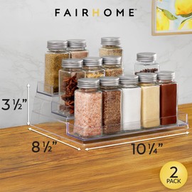 FAIRHOME Set of 2 3-Tier Spice Rack Organizer Clear Storage Shelf for Kitchen, Bathroom, Bedroom & Office, Home Storage and Organization