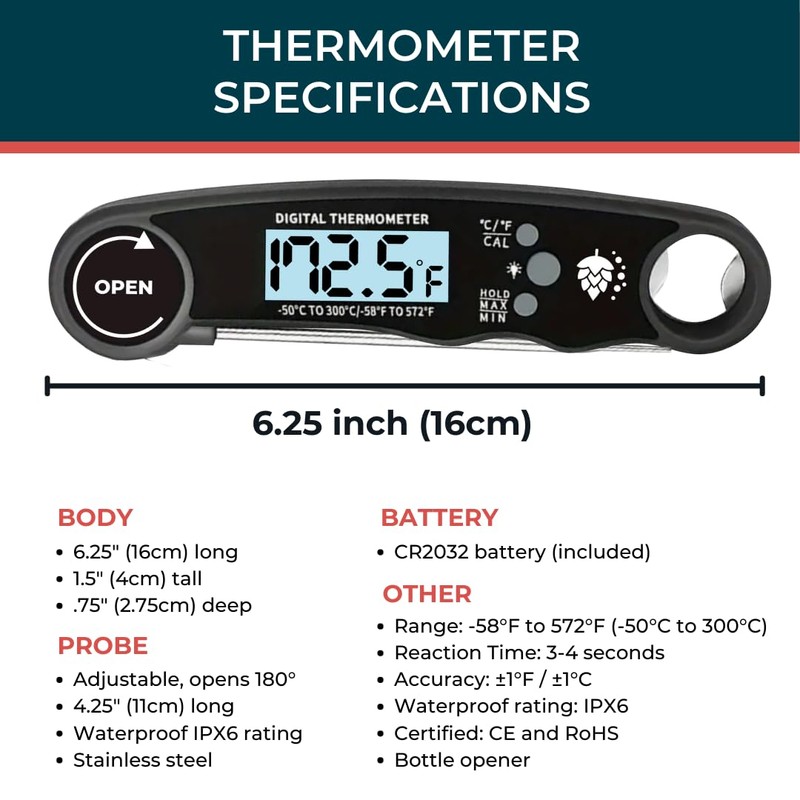 Cathy Yoder's Meat Thermometer Digital, Instant Read Food Thermometer for