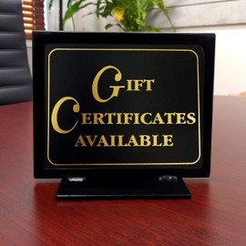 Elegant Gift Certificates Available Business Sign - 5.5" H x 7" W, 1 Sign