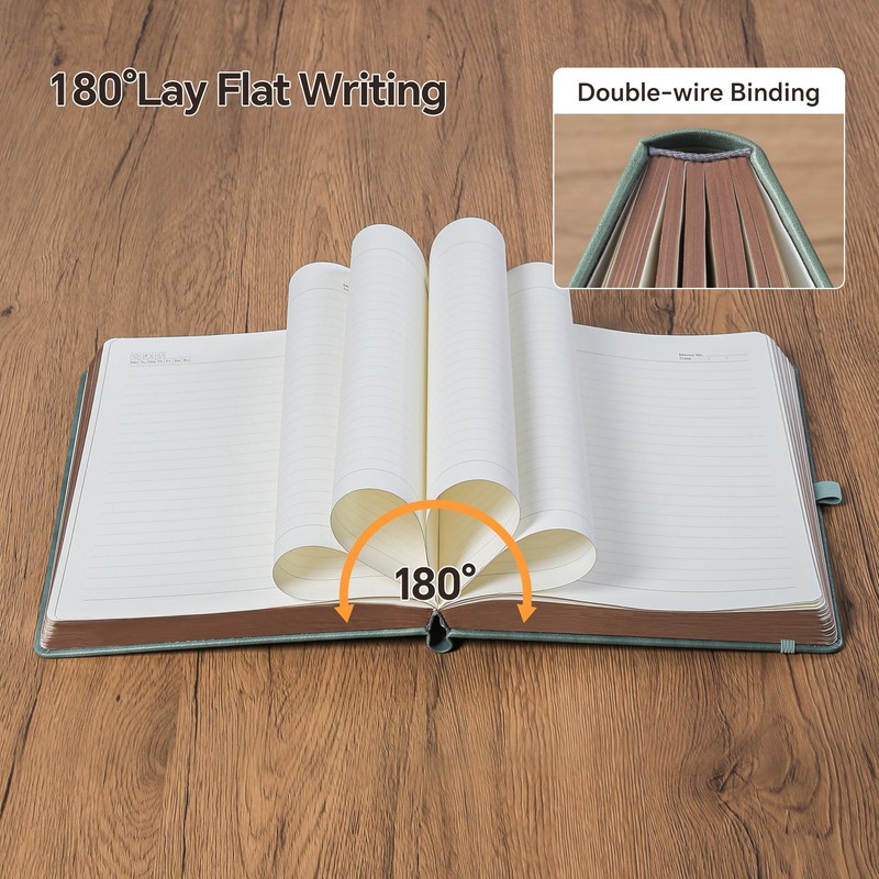 Lined Journal Notebook for Women Men,360 Pages B5 Hardcover Leather