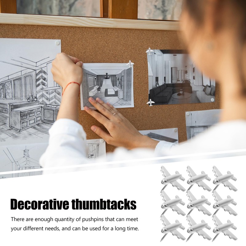 PRETYZOOM 12 Pcs Airplane Shape Push Thumb Travel Cards Nails