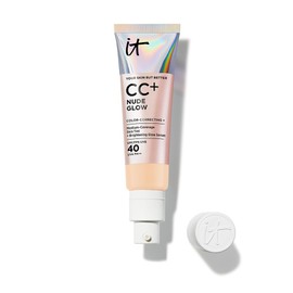It Cosmetics CC Cream Nude Glow con Protector Solar FPS 40 + Suero Iluminador – Base de maquillaje con Niacinamida, Ácido Hialurónico, Cobertura Alta, Acabado Luminoso Natural, 32 ml
