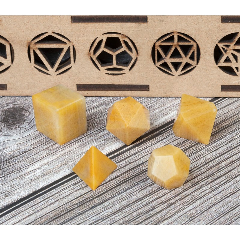 Crocon® Yellow Aventurine Platonic Solids Set 5 Pcs 15-20 mm