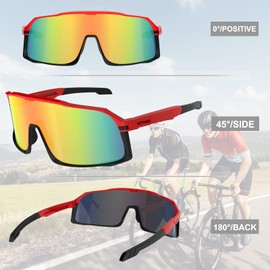 HITWAY Polarized Cycling Glasses with 4 Interchangeable Lenses UV400 Protection Sports Glasses for Men Women Cycling Glasses Sports Sunglasses Cycling Driving Running Baseball